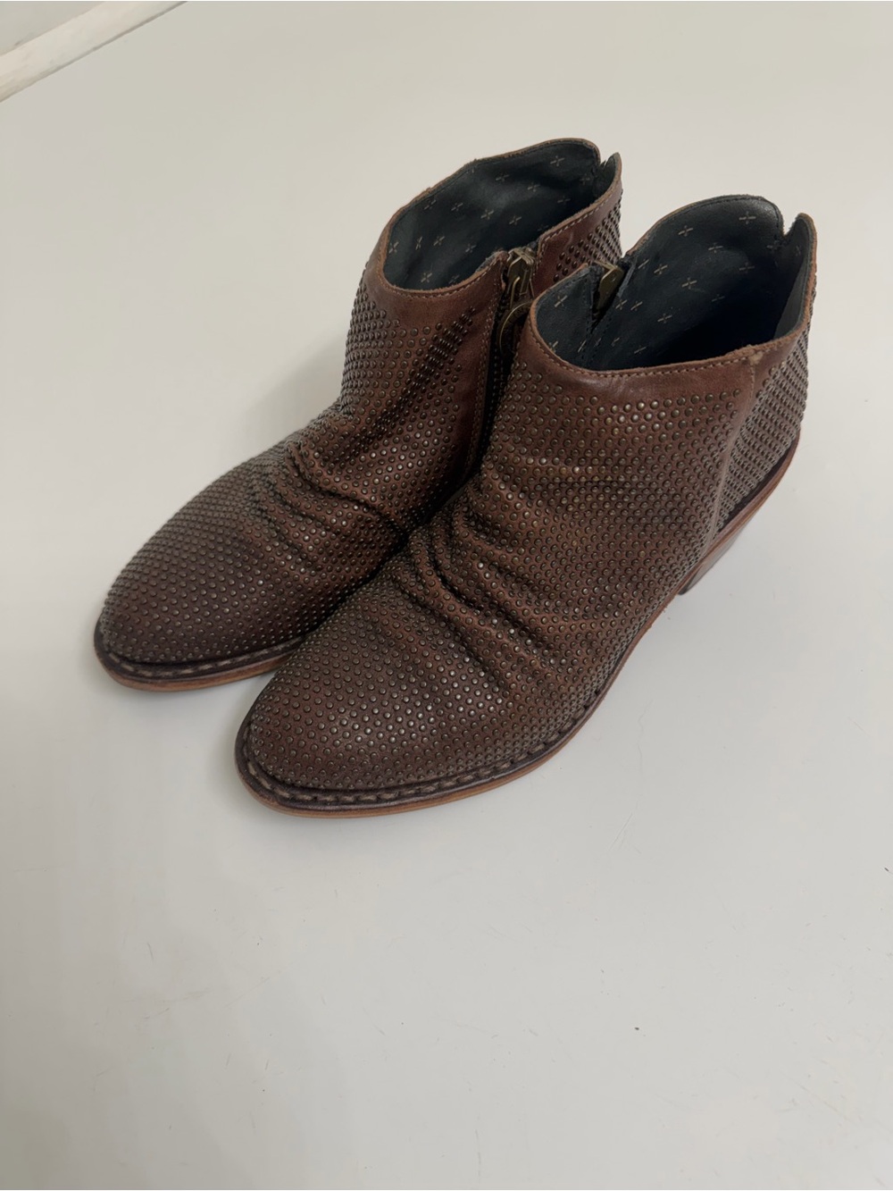 Fiorentini + Baker Studded Leather Ankle Boots Brown Italy Size 36